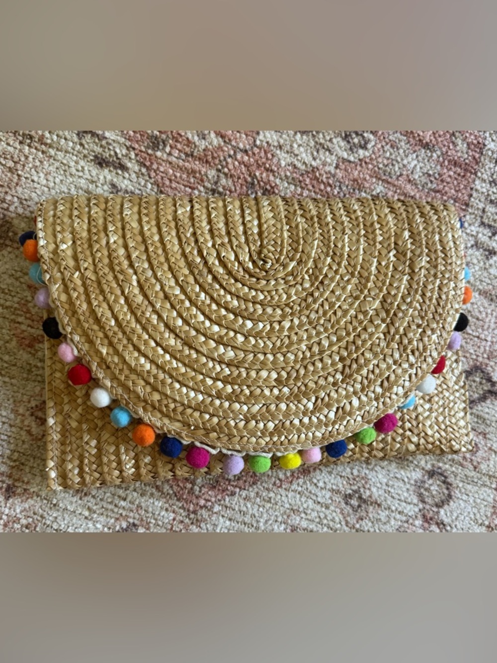 Tuckernuck Pom Pom Straw Clutch